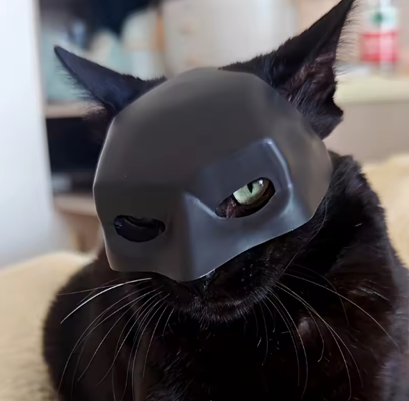 Matte Black Bat Pet Mask